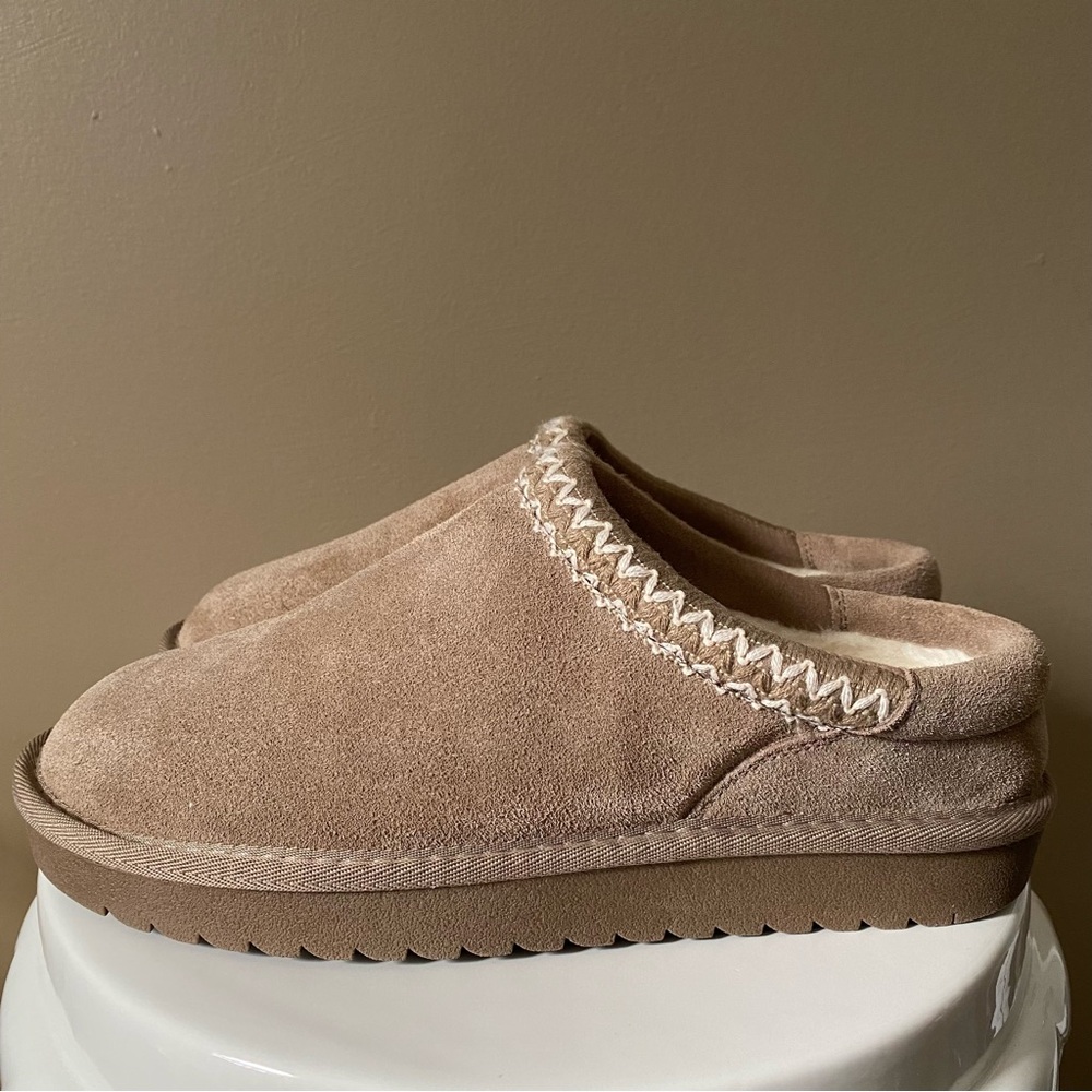 GREYSTONE SUEDE PLUSH CUSHION INTERIOR SLIP ON MULES INDOOR OUTDOOR BOHO 9
